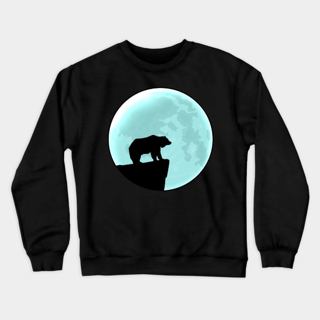 Bear Silhouette With Moon Gift Crewneck Sweatshirt by Aliaksandr